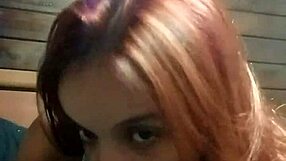 Beautiful redhead gives her first wet blowjob to amateur