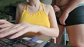 Jerking off to my best friends mom behind my back until she sees my monster cock