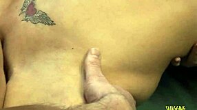 two blonde milfs skip sneakers for threesome fucking with big cock guy, who will cum first?