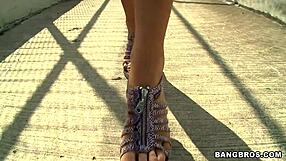 The babe says, 'Suck my toes harder during this footjob'