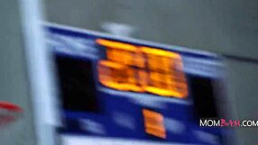 Fit ebony MILF dunks balls in holes