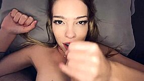 petite teen leah lee sucks daddy off for big load