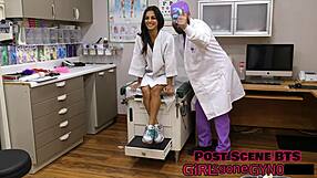 Is the perverted podiatrist licking Misty Addams' bare feet?