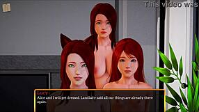 Teen redhead plays game with family