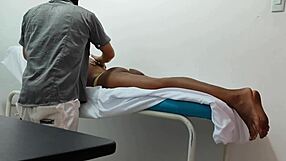 The doctor gives special attention and sensual massage to his female patient 😊