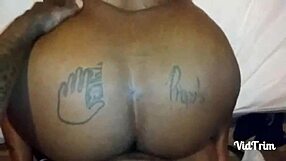 Big black cock creampie in bbw ebony wife's fat ass pov. Homemade interracial action with lingerie and tattoo details.