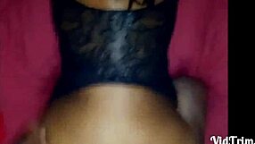 Big black cock creampie in bbw ebony wife's fat ass pov. Homemade interracial action with lingerie and tattoo details.