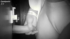 Offering my wet pussy to a hot stranger at the glory hole cabin