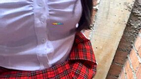 cholita colegiala 18+ gets fucked by school janitor in courtyard during her first time homemade casting