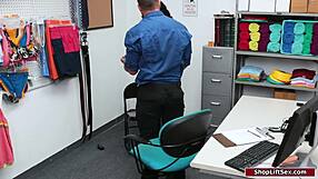 petite black teen deepthroats monster cock and gets fucked hard for office theft