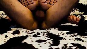 I see my mature wife in stockings with legs spread on bed for pov view