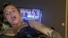 Horny goth teen 18+ fingers her big tits and ass in wild solo masturbation!