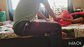 desi bhabhi in red saree shakes ass close up seducing servant to slide his hard cock into her wet pussy