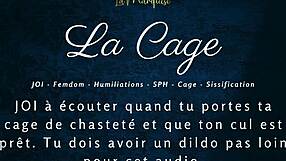 Femdom Caged Anal Jerk Off Instructions in La Cage