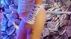 hotwife steffi teases with her big pussy lips in a christmas cosplay dance compilation. watch her shake that ass in panties for some softcore voyeur fun