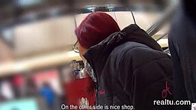 Why does this gorgeous Czech kitten striptease in the shop before hardcore pov anal?