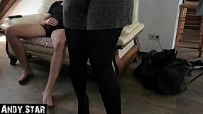 i love how this blonde slut gives a blowjob and lets cumshot cover her nylon leggings fetish style