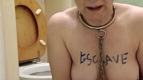 Can you handle this French milf housewife as a bound slave humiliated in public toilet with dildo doggystyle?