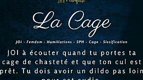 Femdom Caged Anal Jerk Off Instructions in La Cage