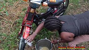 Narrative i begged him to FUCK me HARD after washing my husband's motorcycle in the garage. he gave me intense hardcore sex with his big black cock.