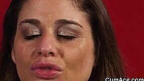 Gorgeous Bombshell Takes A Massive Facial And Swallows Every Drop Of Jizz
