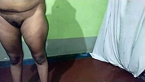 Intriguing contrast as Indian boyfriend fucks his curvy girlfriend in standing style for the first time