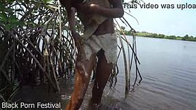 African tribe woman, are you getting dick down in tropical forest stream by tourist?