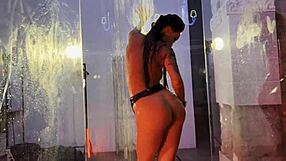 Hey, rock star Monika Fox is fucking her holes with double penetration and big dildos in the shower