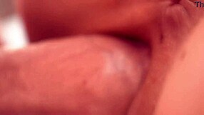doggy style close-up with macro lens on big pussy lips and creampie finish