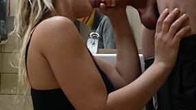 leaky pussy in public restroom gets huge creampie from monster cock!