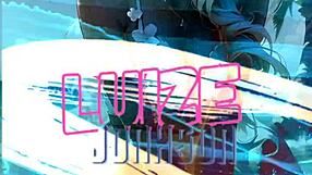 Blonde with striking blue eyes