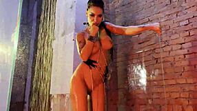 Hey, rock star Monika Fox is fucking her holes with double penetration and big dildos in the shower