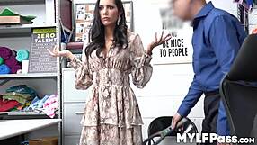 glamorous shoplifting milf tia cyrus hints at intense office encounter with the officer after getting caught