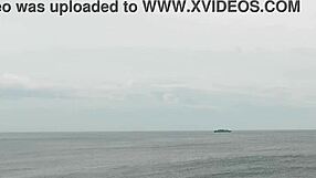 Asian College Student Princess in Ponytail Shows Cute Feet by Infinity Pool