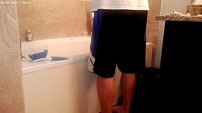 In the bathroom, someone was handling general tidying up as part of house chore work