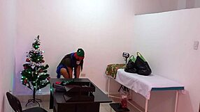 Nurse Hints At Flashing Cute Curves While Caught Decorating Doctor's Office In Hospital For Steamy Christmas Exhibition