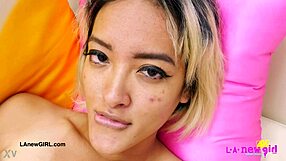 Gorgeous Asian Model Poses On Sofa In Casting Photoshoot