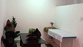 Nurse Hints At Flashing Cute Curves While Caught Decorating Doctor's Office In Hospital For Steamy Christmas Exhibition