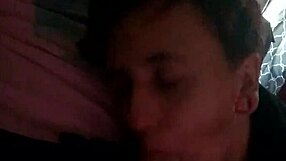 This slut eagerly sucks her boyfriend's fat cock until he cums in her mouth.