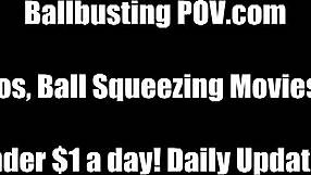 How Much Pressure Do You Think Your Balls Can Take Before They Burst In Femdom Ball Kicking? Or Will They Handle The Intense Bdsm Fetish Session Without Breaking?