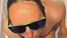 hot wife gives steamy bath blowjob and handjob with fiery nails