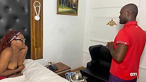 a horny cougar lady seduces and fucks a hotel attendant with wet pussy action in missionary