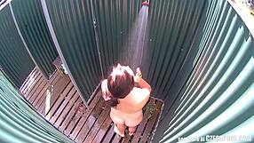 Brunette Milf Caught Showering At Public Pool