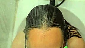 hot wife gives steamy bath blowjob and handjob with fiery nails