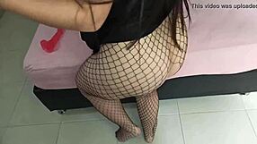 Your Neighbor Pleases with Wet Vagina Close-Up and Fishnet Foot Fetish Action