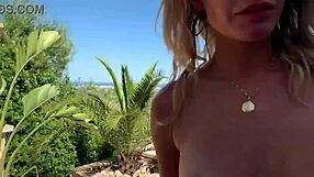 Amateur blonde MILF teases with big tits outdoors then bends over for big cock doggystyle fuck and cowgirl ride!