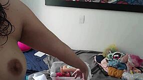 the milf starts stripping down completely naked while she cleans up the entire house step by step