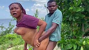 Lagos lagoon crazy outdoor fuck with Asian girlfriend and European friend in rough squirting session