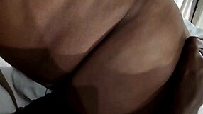 the amateur brunette bbw takes big black cock deep in her big ass for gaping anal action. she moans as he fucks her bareback hard.