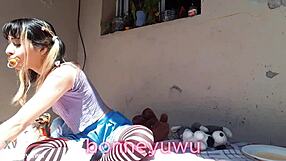 feeling so cute and playful with my plushies while spilling milk everywhere in panties and pantyhose